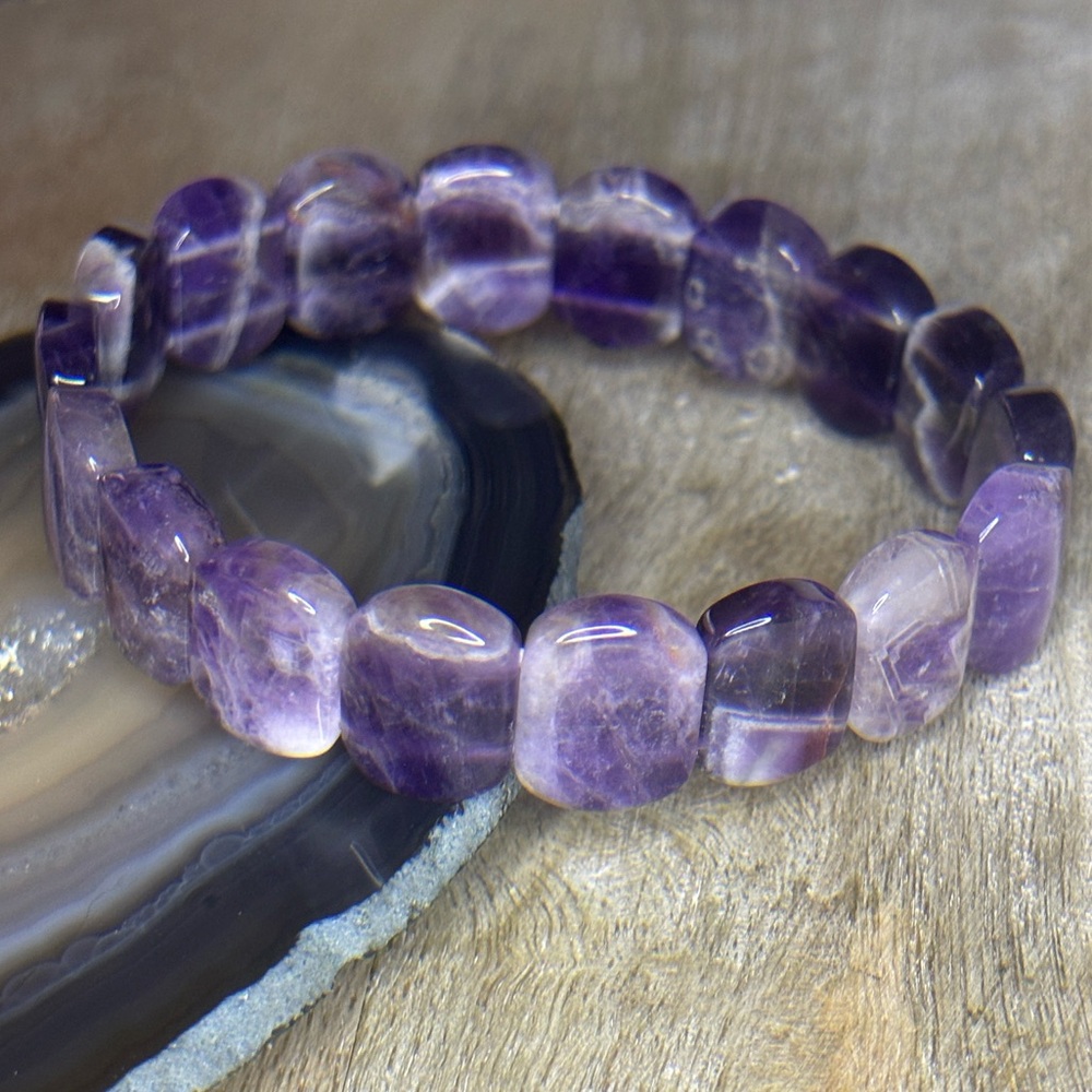 Amethyst, Smaller Panel Style Stretch Bracelet
